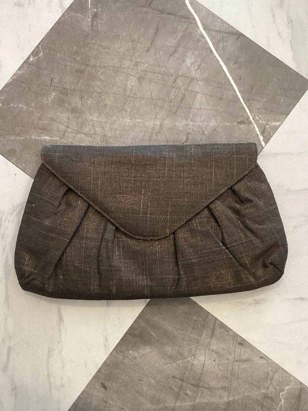 Gap Elegant Brown Linen Clutch Bag